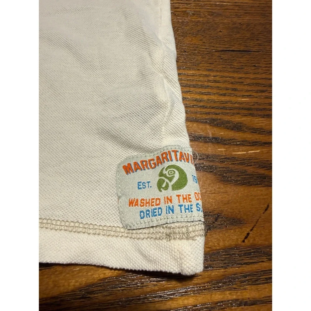 Margaritaville Mens XL Quarter Zip Pullover Off White Cotton Contrast Stitching